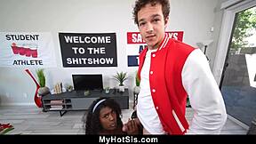 stepbrother convinces stepsis to share her body in frat 3some