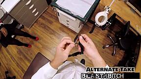 minnie rose in behind the scenes scene with gloves and moaning