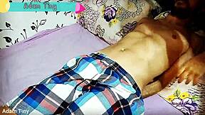 Cheating wife ties up husband's friend for steamy video.