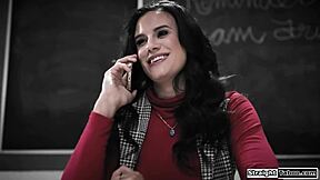 Teen Fucks Her Big Tit Teachers Stepson To Get Her Grades Up