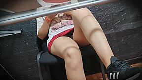 Argentinian Stepsister Nataly Upskirt In Miniskirt Without Panties