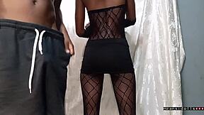 18-Year-Old Ebony Slut Fucked With Vibrator Under Skirt.