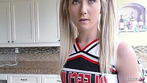 Petite Cheerleader Screams During First Fuck Orgasm!