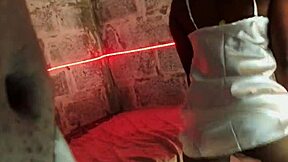 Ebony babe's blowjob contrasts with her vibrator fingering.