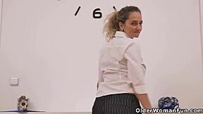 Euro Teen 18+ Milf Ameli Stuffs Mature Cunt With Dildo And Blowjob.