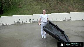 nuru massage - hot masseuse katie kush deepthroats and fucks her client to relieve his back problems