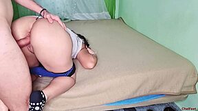 before the gym, i masturbate then my trainer fucks my ass and cums on my feet?