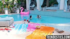 Three Teens at the Pool End Up in Lesbian Fun