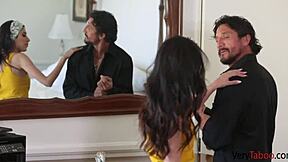 Lonely stepdaughter touches stepdad in suggestive ways.