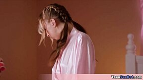 Look at this skinny petite stepsis in sexy lingerie.