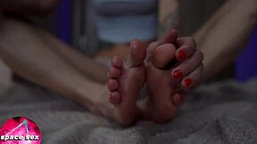 Sexy teen played with oiled feet close up