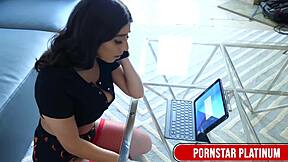 horny violet myers blackmails tech guy for pussy pounding