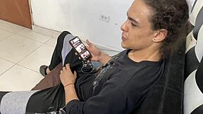 I said to my sweet neighbor, 'suck my monster cock,' after she discovered me.