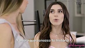 Morena enjoys fucking her curvy neighbor's big tits in lesbian sex 😍