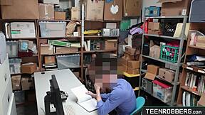 Guard fucks young ebony shoplifter Daya?