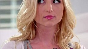 Busty blonde stepmom teaches teen scissoring for first time