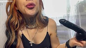 Tight Toy Blowjob Contrasts with Sloppy Saliva Leak