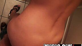 Nikki Daniels gets banged in the bathroom with group anal action