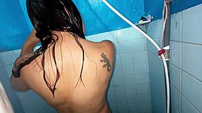 Caught the hot Latina masturbating in the bathroom.