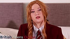 posh redhead student makes you feel so aroused with her instructions.