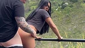 I fuck my skinny latina roommate in the park, but it goes wrong