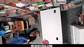 young thief confronted by lp officer at work, forced to blowjob and fuck