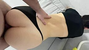 Stepsister supports me in bed during vacation