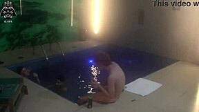 Blonde wife has threesome with husband and friend in pool