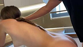 kitchen solo turns rough with creampie