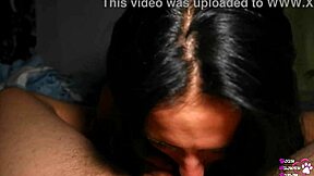 a housewife gives a closeup blowjob before bed