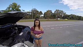 amateur teen earns cash outdoors