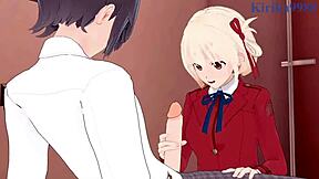 Chisato nishikigi and takina inoue in an intense scene from lycoris recoil hentai