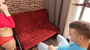 Cute Student Fingers Herself Before Gym Teacher for Better Grades.