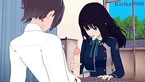 Chisato nishikigi and takina inoue in an intense scene from lycoris recoil hentai