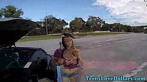 amateur teen earns cash outdoors