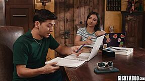 horny huge tits teen hailey rose saves job with dirty knowledge.