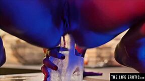 Lesbian beauty voraciously eats girlfriend's wet pussy