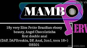 Pequena 18+ brasileira ebony angel Chocolatinha leva primeiro duplo anal em selvagem 3contra1.
