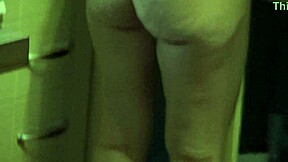 Horny stepson sees naked stepmother in kitchen?