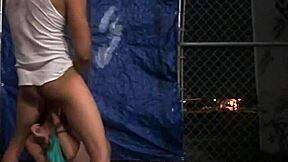 Stranded petite teen 18+ gets rough public fuck