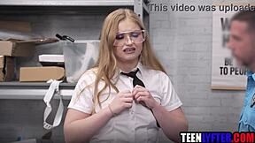 geeky teen fucked for shoplifting