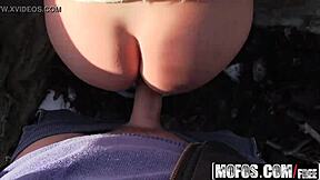 Euro babe Cristal Caitlin picked up for outdoor anal threesome.