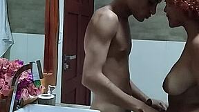 Private bathroom sex with fat wife and big pussy