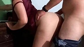 Latina stepsister bent over for creampie before boyfriend