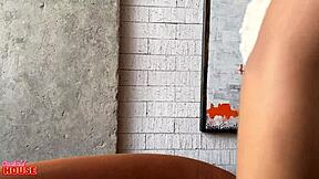 Curvy girl with brown eyes enjoys sex while cuckold boyfriend watches pussy eating