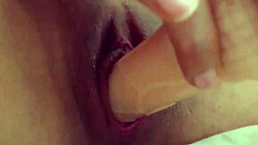 Angelina Grey Slides Dildo In Shaved Pussy And Squirts