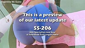 big bubble butt latina in spandex yoga shows huge tits and puffy cameltoe