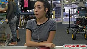 Tight babe pawns her pussy and smashed at the pawnshop.