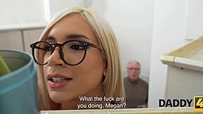 blonde young girl with shaved pussy in old and young