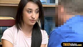 teen thief gets pussy punished by perv police officer at work